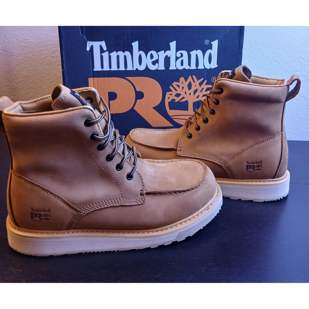 Timberland PRO Wedge 6 Soft Toe Men's Work Boots Wheat Leather TB1A5VRB231 10.5M